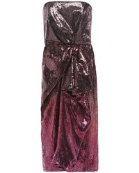 Mary Katrantzou Kylie Draped Embellished Dégradé Stretch-tulle Dress - Purple