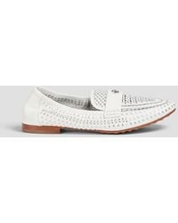 Tory Burch - Logo-embellished Metallic Woven Leather Loafers - Lyst