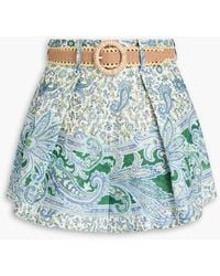 Zimmermann - Ottie Paisley Print Belted Linen Shorts - Lyst