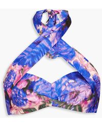 Zimmermann - Floral-print Silk Halterneck Bra Top - Lyst