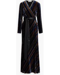 Diane von Furstenberg - Jareth Striped Devoré-velvet Maxi Wrap Dress - Lyst