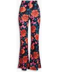 ROTATE BIRGER CHRISTENSEN - Floral-print Velvet Flared Pants - Lyst