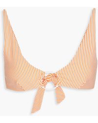 Onia - Jade Striped Stretch-seersucker Triangle Bikini Top - Lyst