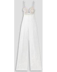Stella McCartney - Broderie Anglaise And Crepe Jumpsuit - Lyst