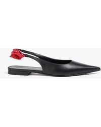 Magda Butrym - Floral-Appliquéd Leather Slingback Point-Toe Flats - Lyst
