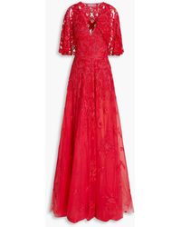 Zuhair Murad Seide Langes Kleid Aus Seidenchiffon in Rot Damen Bekleidung Kleider Kleider für formelle Anlässe und Abendkleider 