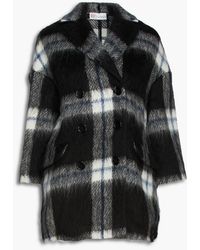RED Valentino - Double-breasted Checked Brushed Wool-blend Felt Coat - Lyst