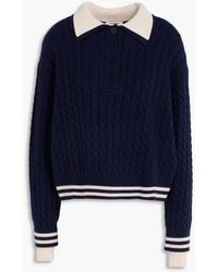 Sandro - Pullover aus einer woll-kaschmirmischung mit zopfstrickmuster und polokragen - Lyst