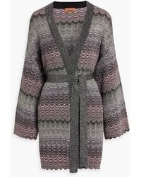 Missoni - Belted Metallic Crochet-knit Cardigan - Lyst