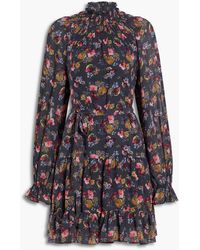 Cinq Ã Sept Synthetic Stargazer Lilies Print Tiered Dress | Lyst