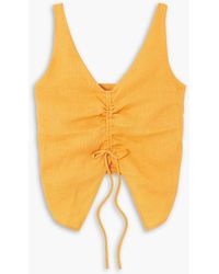 Nanushka - Berdine Ruched Linen Top - Lyst