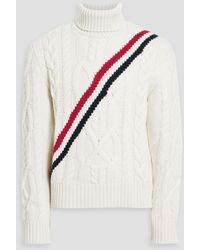Thom Browne - Striped Cable-knit Cashmere Turtleneck Sweater - Lyst