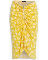 Rag & Bone - Sabeen Asymmetric Ruched Printed Stretch-jersey Skirt - Lyst