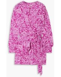 Isabel Marant - Gathered Printed Silk-Blend Crepe Mini Dress - Lyst