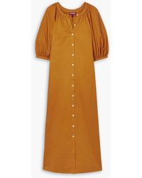 STAUD - Vincent Cotton-blend Poplin Midi Shirt Dress - Lyst