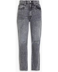 SLVRLAKE Denim - Sierra Distressed High-rise Straight-leg Jeans - Lyst