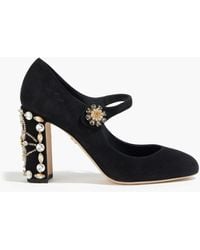 Dolce & Gabbana - Embellished Suede Mary Jane Pumps - Lyst