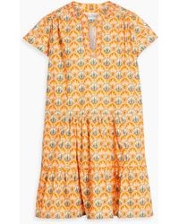 Saloni - Ashley Printed Cotton-Poplin Mini Dress - Lyst