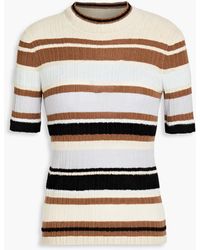 Theory - Striped Chenille And Ribbed-knit Sweater - Lyst