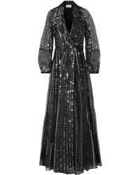 Temperley London Jet Sequined Silk Wrap Dress Black