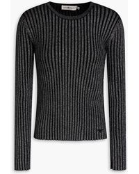 Tory Burch - Metallic Ribbed Merino Wool-blend Sweater - Lyst