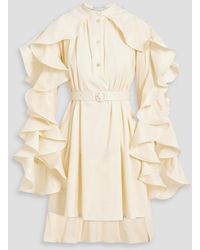 Palmer//Harding - Prosper Belted Ruffled Cotton-blend Poplin Dress - Lyst