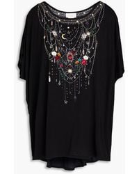 Camilla - Crystal-embellished Printed Stretch Modal-blend Jersey Top - Lyst