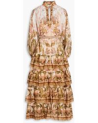 Zimmermann - Belted Floral-print Ramie Mini Dress - Lyst