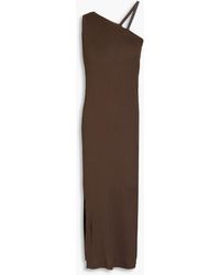 Brunello Cucinelli - Bead-embellished Ribbed Stretch-cotton Jersey Midi Dress - Lyst
