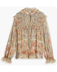 Etro - Bluse aus seiden-georgette mit paisley-print und rüschen - Lyst