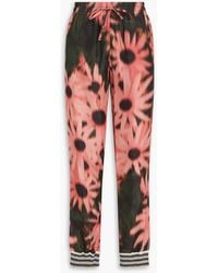 Dries Van Noten - Floral-print Silk And Cotton-blend Tapered Pants - Lyst