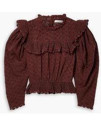 Doen - Floryn Lace-trimmed Ruffled Broderie Anglaise Cotton Top - Lyst