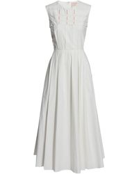 ROKSANDA - Pintucked Pleated Cotton-poplin Midi Dress - Lyst