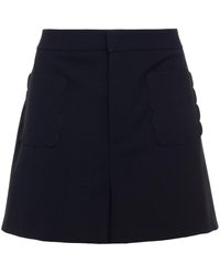 RED Valentino - Scalloped Stretch-crepe Shorts - Lyst