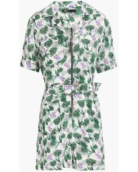Maje - Belted Floral-print Woven Playsuit - Lyst
