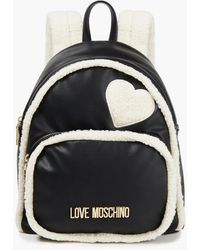 Love Moschino Faux Shearling-trimmed Faux Leather Backpack - Black