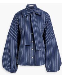 Palmer//Harding - Renew Pussy-bow Striped Cotton-poplin Shirt - Lyst