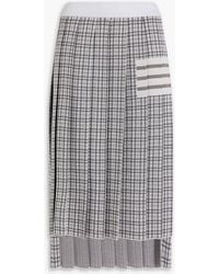 Thom Browne - Pleated Jacquard-knit Silk And Cotton-blend Midi Skirt - Lyst