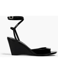 Stuart Weitzman - Tia 85 Patent-leather Wedge Sandals - Lyst