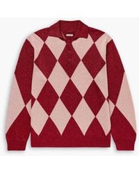 Bode - Argyle Metallic Jacquard-Knit Polo Sweater - Lyst