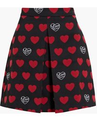 Love Moschino Pleated Jaquard-knit Mini Skirt - Black
