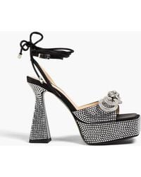 Mach & Mach - Bow-Detailed Crystal-Embellished Satin Platform Sandals - Lyst