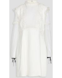 Zuhair Murad - Silk And Cotton-blend Chiffon, Crepe And Guipure Lace Mini Dress - Lyst