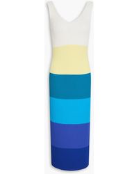 STAUD - Dana Color-Block Ribbed-Knit Midi Dress - Lyst