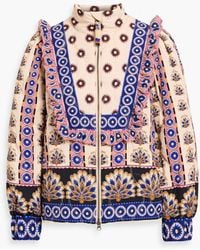 FARM Rio - Ruffled Floral-Print Padded Shell Jacket - Lyst
