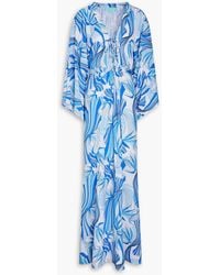 Melissa Odabash - Natalie Lace-up Printed Woven Maxi Dress - Lyst