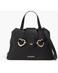 Love Moschino - Embellished Faux Textured Leather Shoulder Bag - Lyst