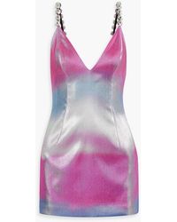 Area - Crystal-embellished Metallic Twill Mini Dress - Lyst