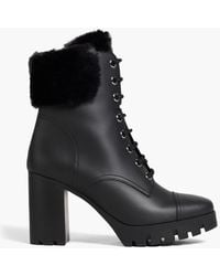 Giuseppe Zanotti - Moyra Faux Fur-trimmed Leather Ankle Boots - Lyst