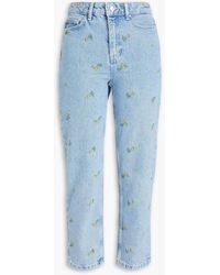 Claudie Pierlot - Hoch sitzende cropped jeans mit schmalem bein in ausgewaschener optik - Lyst